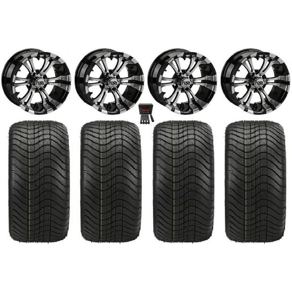 LSI Warlock 12" Golf Wheels Black Elite 215x40-12 Tires Yamaha