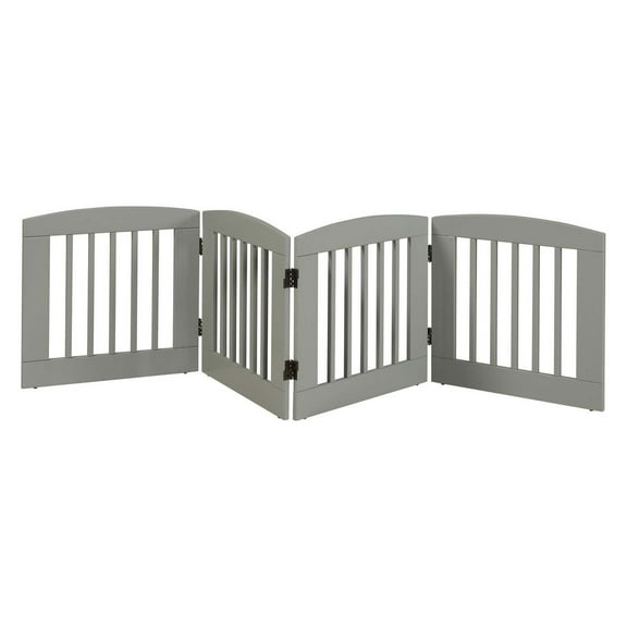 Handcrafted Pet Gate - Bifold Design, Solid Wood, Free-Standing, Gray, 96" Wide
