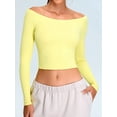 thumbnail image 4 of Women'S Long Sleeve Off the Shoulder Tops Going Out Cute Basic Y2K Fall Fashion 2026 Outfits Clothes Yellow XL, 4 of 7