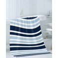 thumbnail image 3 of Navy Blue Towel Set of 3, Soft Microfiber Bath Towels, Hand Towel, Washcloths, Modern White Geometric Vertical Stripes Quick-Dry Absorbent Towels for Bathroom Kitchen Hotel Beach Gym Spa, 3 of 7
