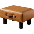 thumbnail image 6 of Dycanpo Small Foot Stool with Handle, Modern Faux Leather Padded, for Living Room, Whisky Brown, 6 of 6