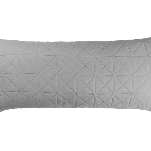 Stone King Size Pillow Case – Grey with Geometric Quilting | Stylish & Luxuriously Soft | Modern Design | 18" x 37"