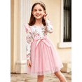 thumbnail image 4 of Lanbubble Girls Floral Tutu Dress Long Sleeve Tulle Princess Party Dress 6-7 Years, 4 of 7