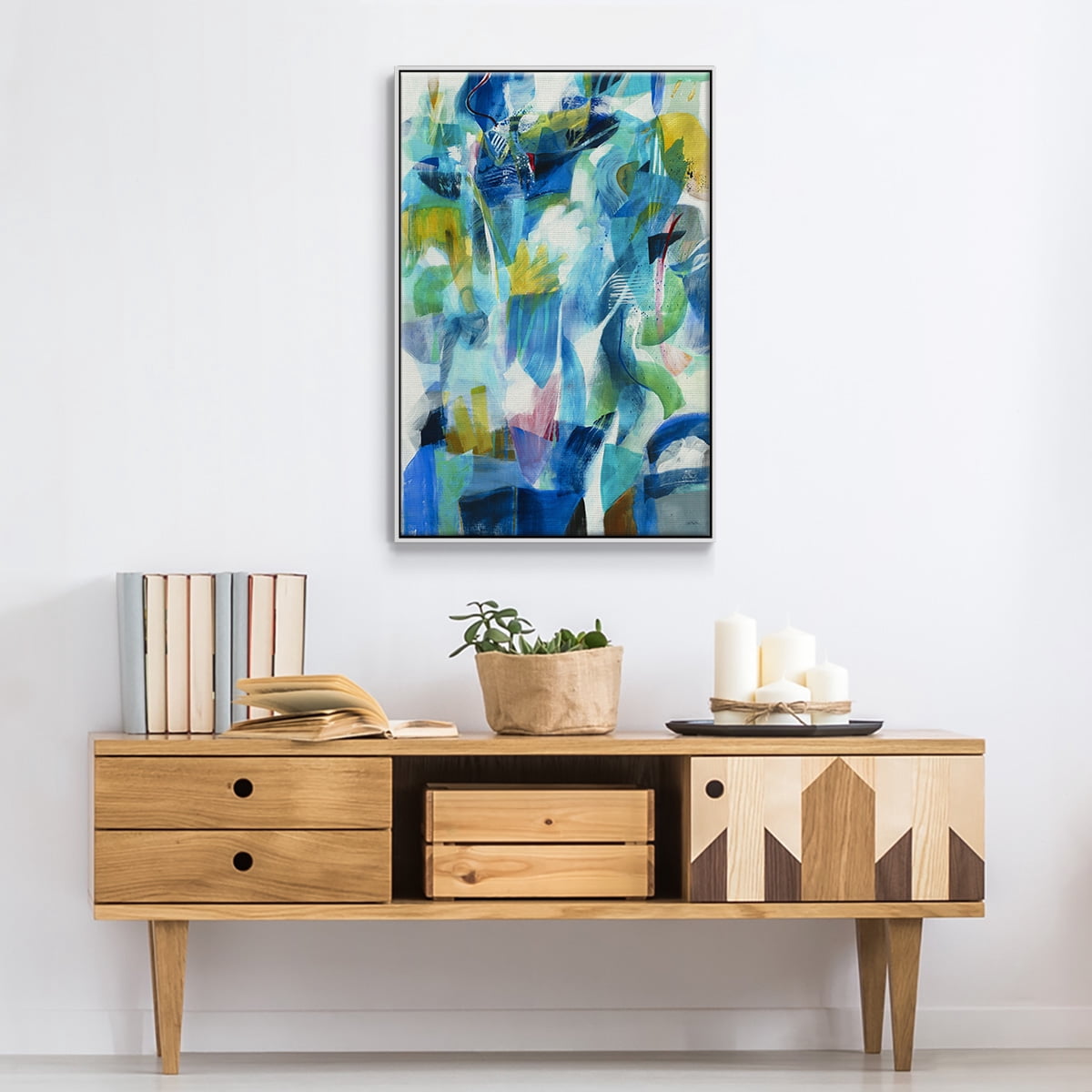 Green Passage Framed Premium Gallery Wrapped Canvas - Ready to Hang - 25 x 37 - White Floating Frame
