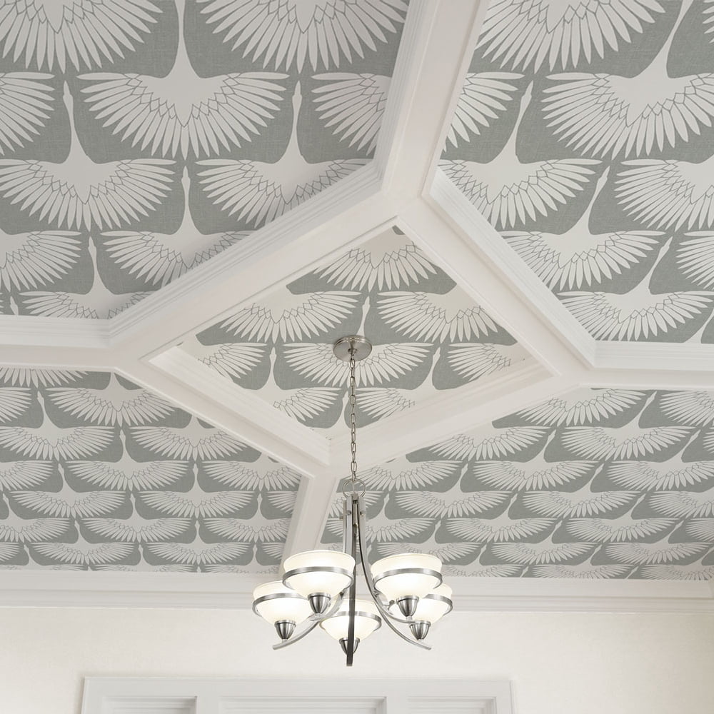 Tempaper x Genevieve Gorder Feather Flock Chalk Peel and Stick Wallpaper, 20.5" x 9'