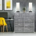 thumbnail image 4 of Dresser With 9 Drawers - Furniture Storage Chest Tower Unit For Bedroom, Hallway, Closet, Office Organization - Steel Frame, Wood Top, Easy Pull Fabric Bins (Gray/White), 4 of 7