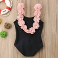 thumbnail image 4 of Hirigin Kids Toddler Baby Girl One Piece Swimsuit 2T 3T 4T 5T 6T 7T Flower Shoulder Straps Ruffled Bathing Suit Swimwear, 4 of 7