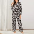 thumbnail image 2 of Yiaed Hand Drawn Pig Print Pajamas Women's Long Sleeve Sleepwear Soft Button Down Loungewear Pjs Lounge Set Nightwear Womens Pajama Pants-XX-Large, 2 of 7