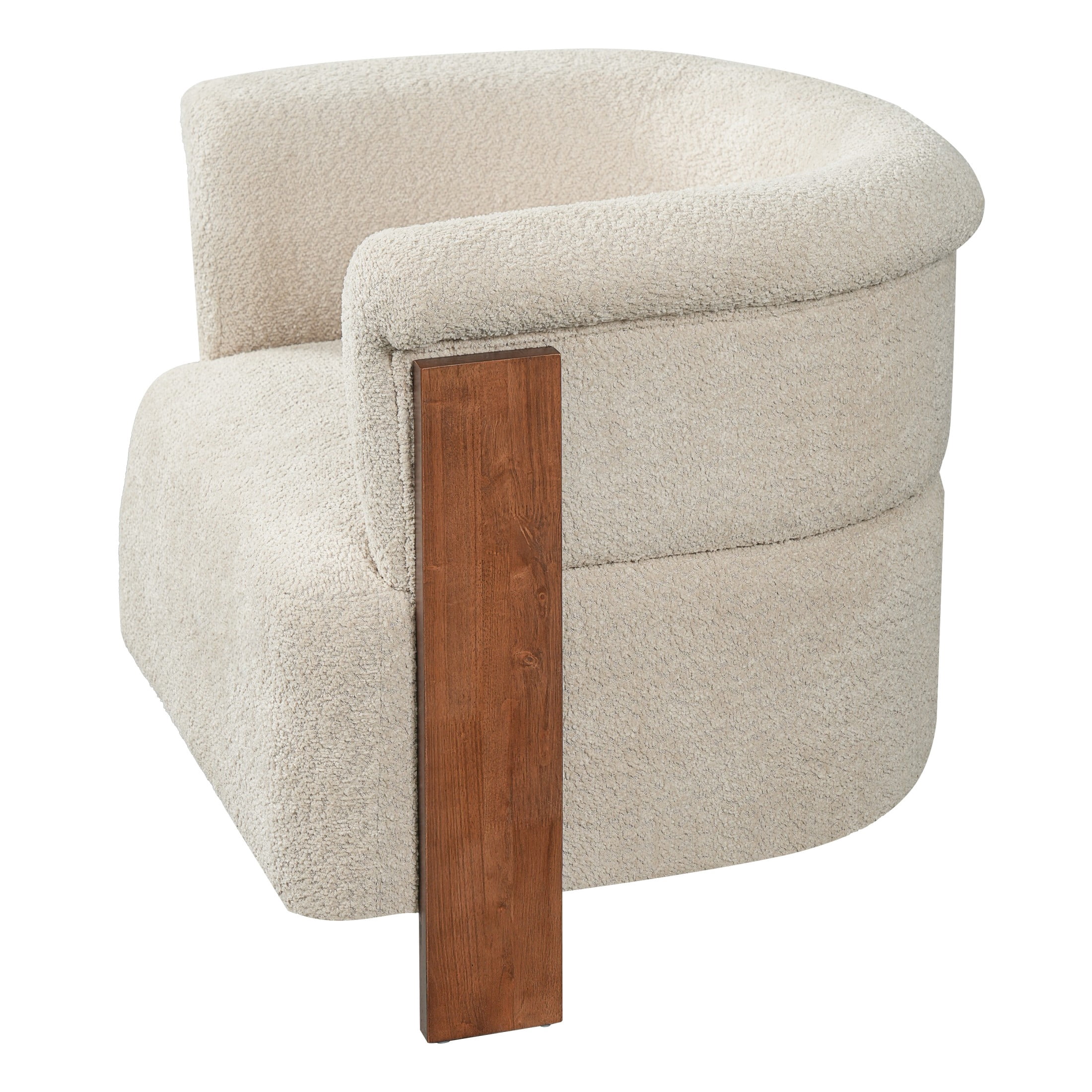 Christopher Knight Home Mid-Century Curved Upholstered Barrel Accent Chair with Wooden Legs, Almond
