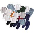 thumbnail image 5 of GYRATEDREAM Toddler Baby Boy Clothes Solid Color Cotton Linen Long Sleeve Henley Shirts and Pants Set 2Pcs Summer Outfits for 6M-7Y, 5 of 5