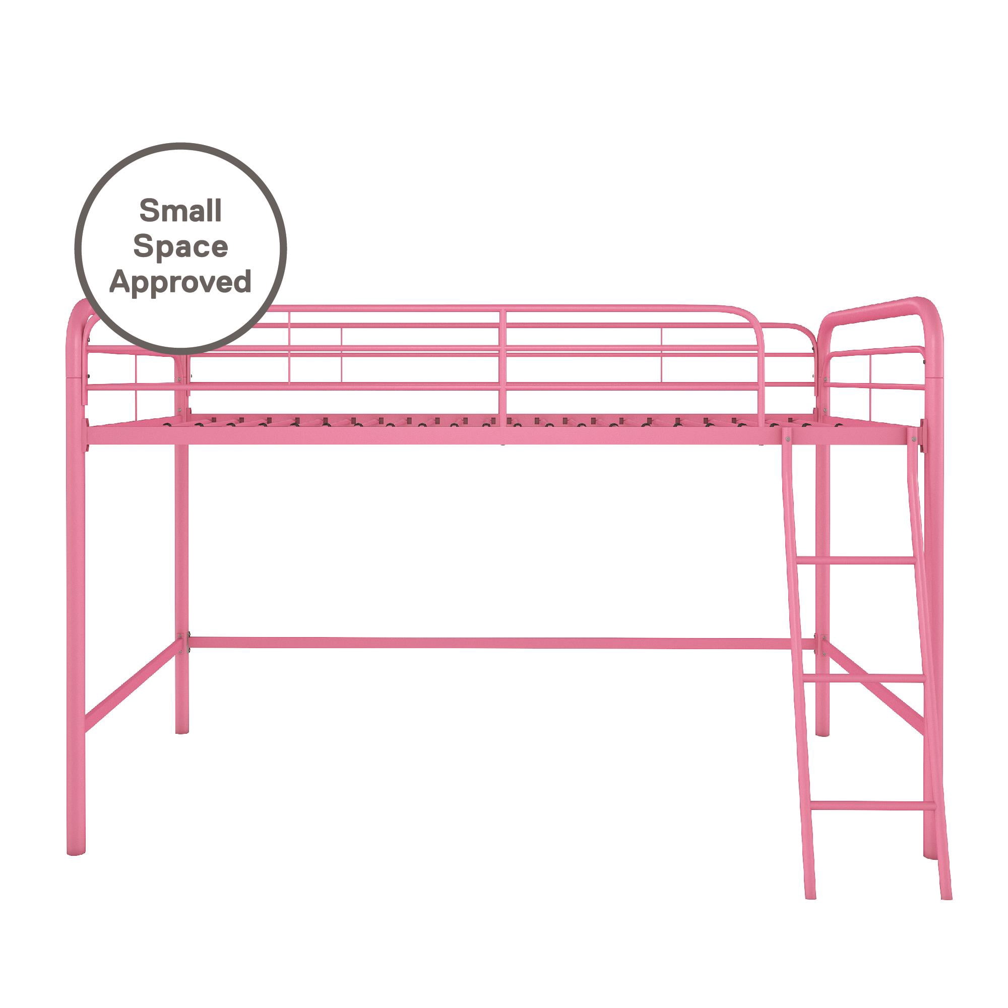 DHP Jett Junior Twin Metal Loft Bed, Pink