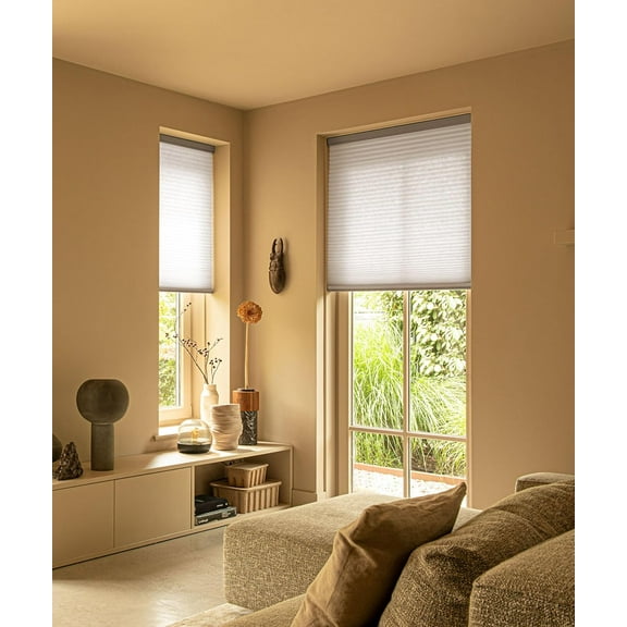 Pull Down Shades for Windows, Light Filtering Cellular Shades Cordless, 9/16" Cell Honeycomb Blinds, Lilac Grey 61.5"(W) x72(H)