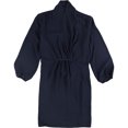 thumbnail image 1 of bar III Vestido de sobrepelliz casual liso para mujer, azul, mediano, 1 of 2