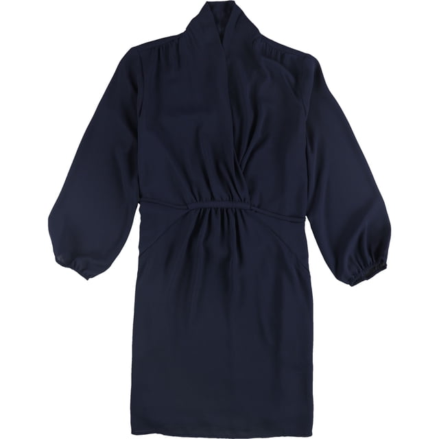 bar III Vestido de sobrepelliz casual liso para mujer, azul, mediano