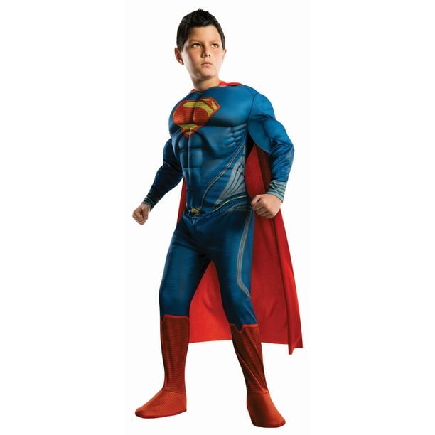 Superman Homme d'Acier de Luxe Muscle Poitrine Costume Enfant Grand