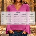 thumbnail image 3 of CQONEPT Womens Ribbed Knit Bell Sleeve Tops Plain Slim Fit V Neck Blouses Dressy Casual Going Out Shirt Tees Daily Wear Work Office Fall Outfits L, 3 of 7