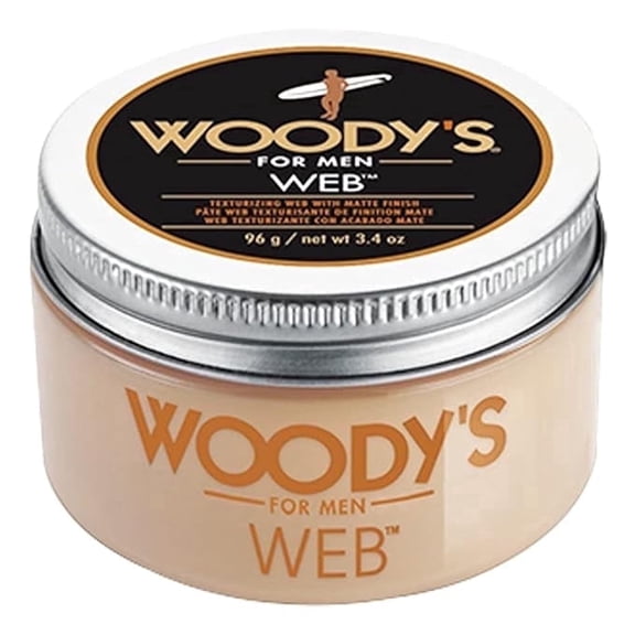 Woody's Web Clay Pomade for Men, Matte Finish Texturizing Hair Clay w/ Flexible Hold, 3.4 oz