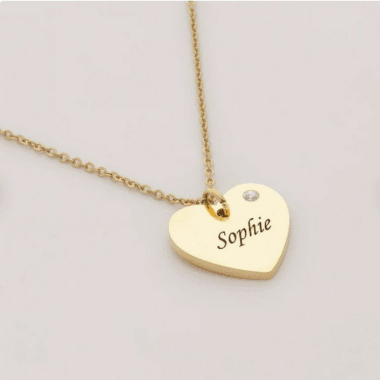 Solid 18K Gold Heart Necklace with initials or Star Charm