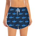 thumbnail image 2 of Balery Cute Shark Pantalones cortos deportivos para mujer con forro y dos bolsillos, elásticos, para entrenamiento, gimnasio, yoga-Large, 2 of 7