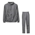 thumbnail image 2 of DailyTrove Women's Long Sleeve Zip-Up Tracksuit - Solid Color, Slim Fit, Spring & Outdoor Activity Wear,Gray, 2 of 6