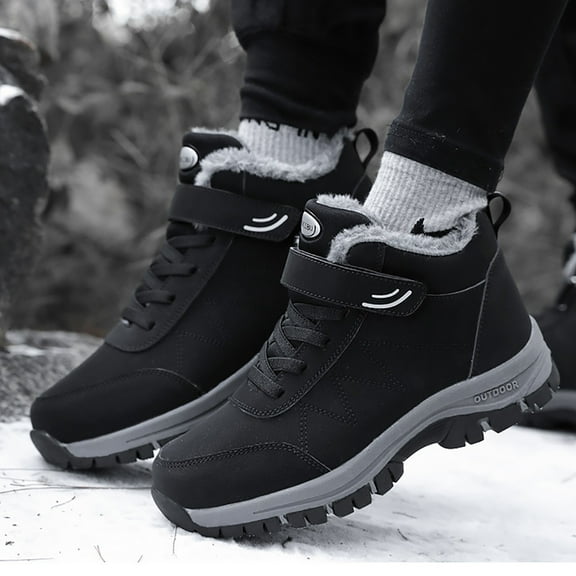 Akiihool Mens Snow Boots Wide Width Men's Winter Boots Snow Boots Walking Boots Anti-slip Cold Weather Shoes (Black,9.5)