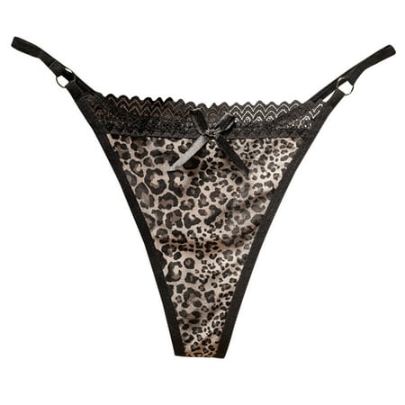 

BIZIZA Womens Thongs Leopard Print Panties Mesh Sexy Breathable Seamless Gray One Size