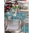 thumbnail image 5 of Outdoor Tablecloth with Umbrella Hole for Patio/Picnic/Party/Camping, Vintage Blue Coastal Waterproof Table Cloth Round Cover Washable, Starfish Shell Coral Palm Trees Conch Retro (Dia 60"), 5 of 8