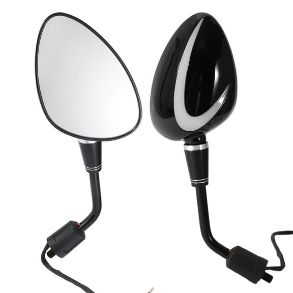 Unique Bargains 1 Set Motorcycle Rear View Mirrors Universal ABS Clear Glass Bar End Side Mirrors Mount Clear Glass Black Straight Handle with Curved End
