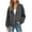 Gray, variant on Womens Fall Hoodless Casual Outwear & Jackets Solid Color V Neck Zip Up Long Sleeve Casual Jacket With Thumb Hole Cuff Side Pockets Regular For Daily Street Outdoor Wear