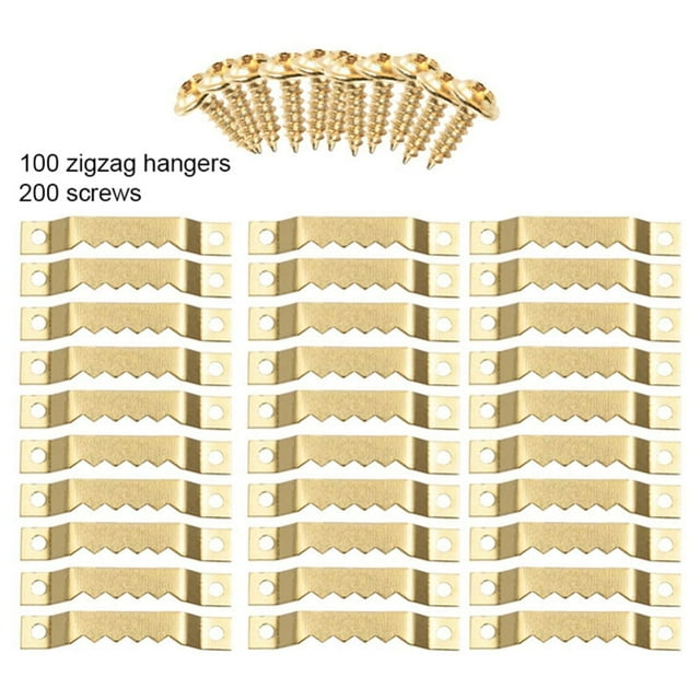 100 pcs Sawtooth Hangers Picture Frame Hanging 40mm Hanger Double Hole with 200