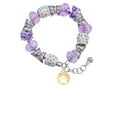 thumbnail image 2 of Delight Jewelry Goldtone Bear Paw Silhouette Purple Butterfly Bead Charm Bracelet, 7"+1" Extender, 2 of 5