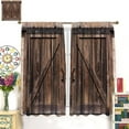 thumbnail image 3 of Rustic Wood Blackout Curtains,Vintage Country Wooden Barn Door Farmhouse Countury Decor for Home Bedroom Living Room Kitchen,Brown, 42x84in,2 Panel Set, 3 of 6