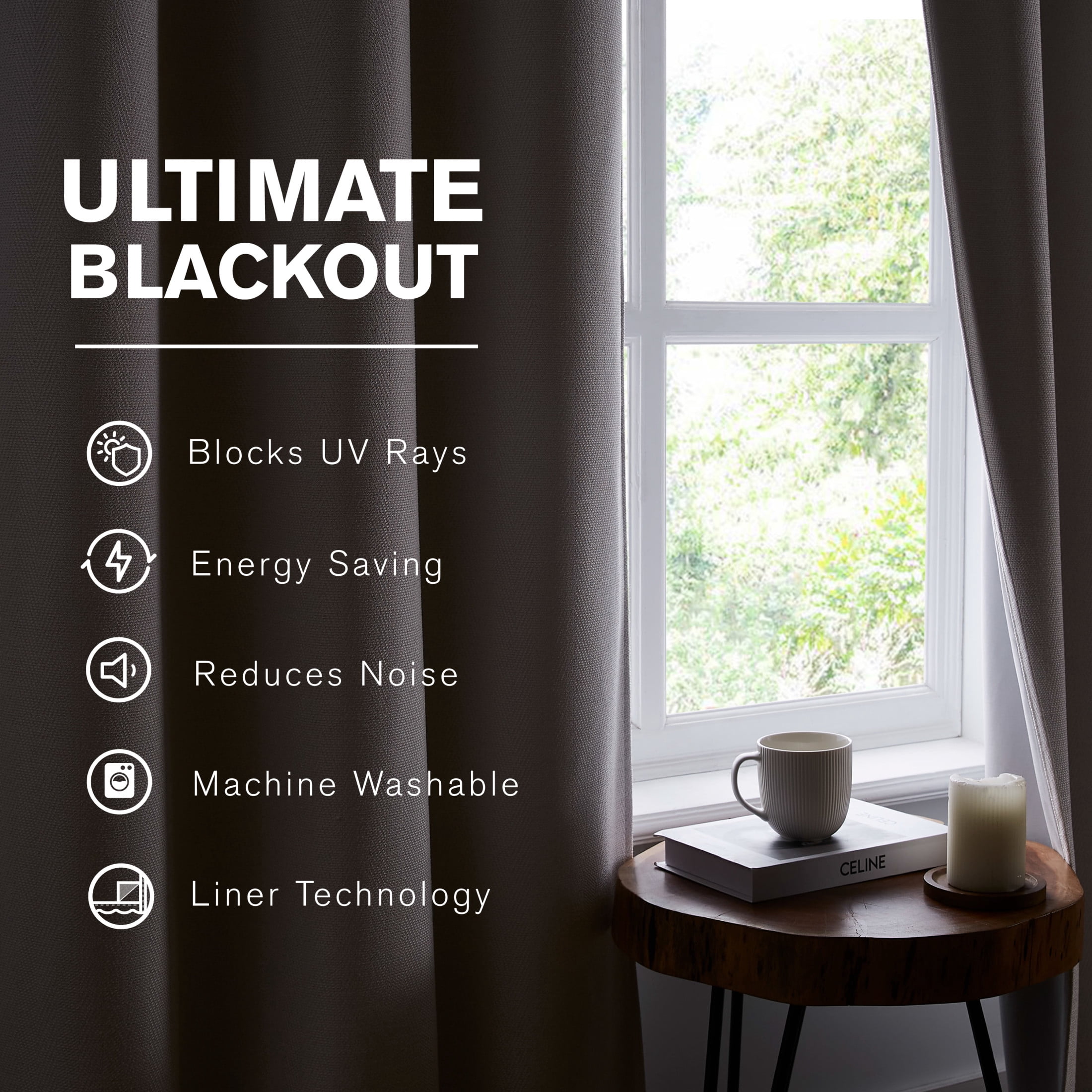 Brookstone Beige Alfred Blackout Grommet 38" W x 84" L Window Curtain Panel Pairs