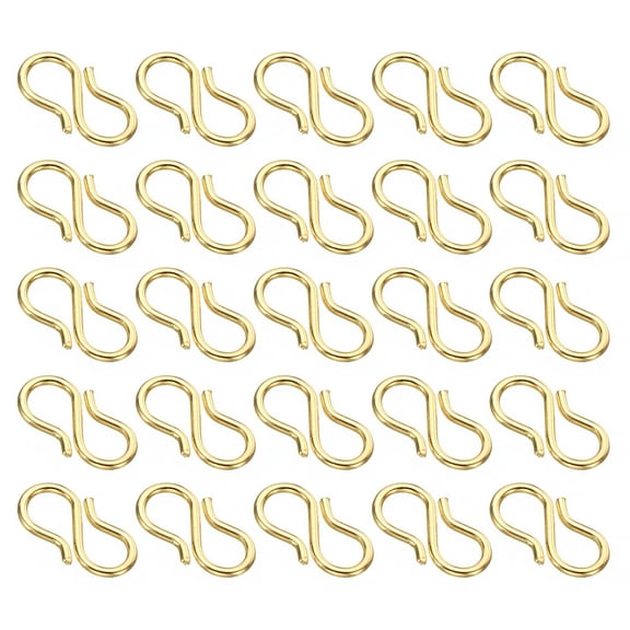 Uxcell 13x4mm S Hook Clasp, 50Pcs 304 Stainless Steel Jewelry Clasp Connector, Gold