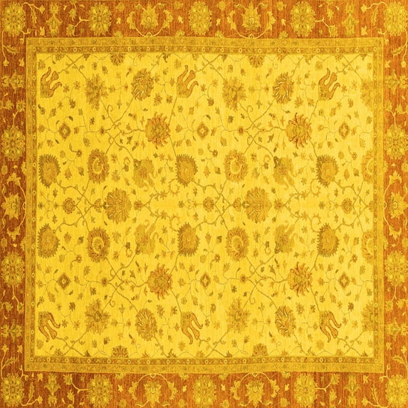 Ahgly Company Indoor Square Abstract Yellow Modern Area Rugs, 5' Square