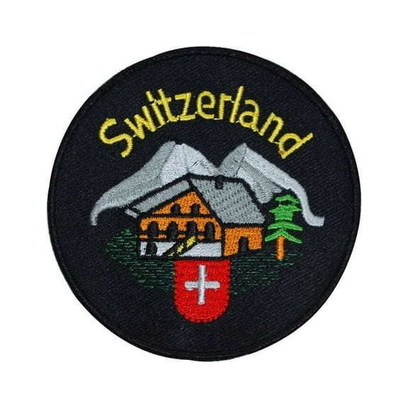 Swiss Alps Cabin Switzerland Patch Country Vacation Souvenir Iron-On Applique