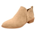 thumbnail image 2 of Leozcaa Women's Short Ankle Boots Low Heel Western Cutout Perforated Booties Fashion Riding Casual Boots, 2 of 6
