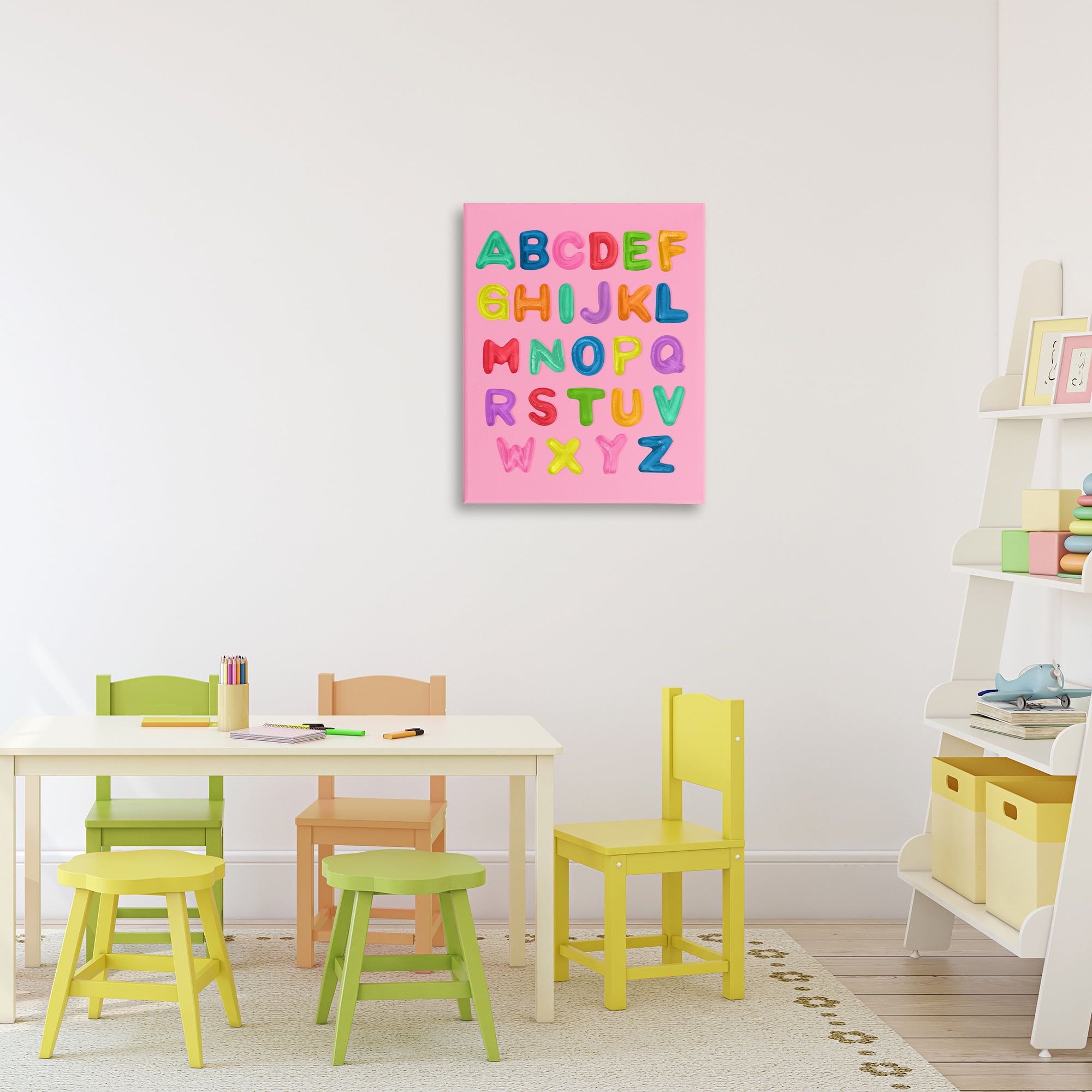 Stupell Industries Gummy Alphabet over Pink Canvas Wall Art, design by LISH Creative