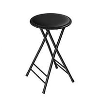 Trademark Home Backless 24-inch Folding Stool with 225lb Capacity (Black)