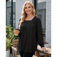 thumbnail image 4 of Oryer Womens Plus Size Tops Fall Tunic Shirts, Square Neck Lantern Long Sleeve Loose Casual Blouses, XL-4XL, 4 of 7