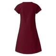 thumbnail image 7 of Summer Plus Size Dresses for Womens 2025 Fashion Loose V-Neck Solid Short Sleeve Cotton And Linen Dress, 7 of 7