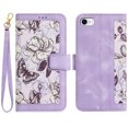 thumbnail image 1 of Compatible with iPhone SE 2022 Vintage Flower Wallet Case Magnetic Closure Cover with Card Slots, 1 of 5