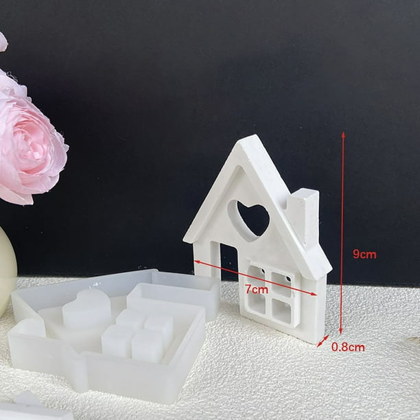 Moldes para velas y jabones con forma de casa para manualidades | Molde de resina epoxi para velas, jabones y decoraciones para pasteles hechos a mano | Moldes de silicona reutilizables, fáciles de