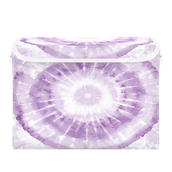 Storage Box With Lid 16.5x12.6x11.8In Foldable Stacked Household Storage Box Purple Tie Dye