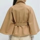 thumbnail image 5 of Ponchos con Mangas de Murciélago para Mujer, Abrigo de Lana con Cuello Alto y Cinturón, Chaqueta Corta de Invierno Caqui M, 5 of 6
