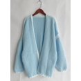 thumbnail image 3 of Women'S Oversized Cardigan Sweaters Fall Long Lantern Sleeve Knit Open Front Light Blue L, 3 of 6
