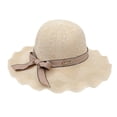 thumbnail image 3 of Harpily Womens Bucket Hat Vintage Hollow Woven Foldable Ruffled Edge Bow Decor UV Protection Hat Daily Shading Fishermen Hat, 3 of 3
