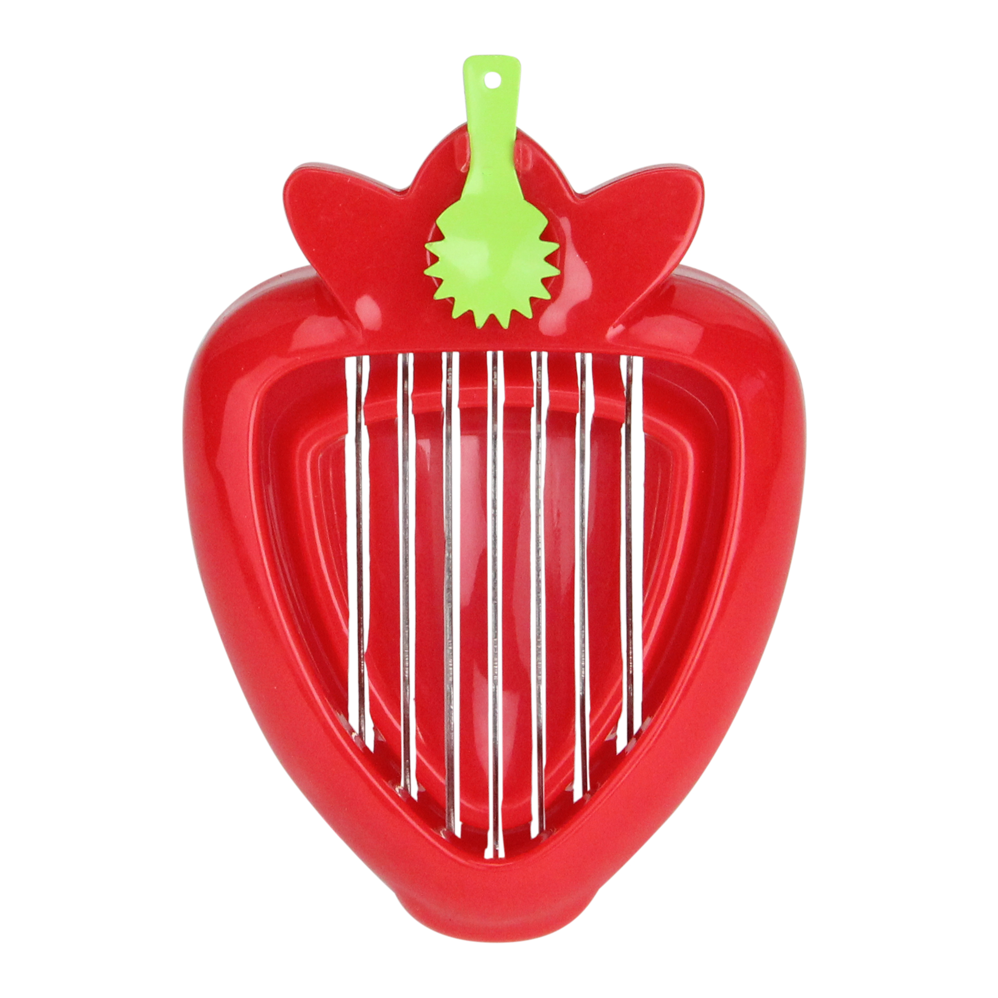 4" Red and Silver Strawberry Slicer with a Lime Green Huller - image 2 of 2