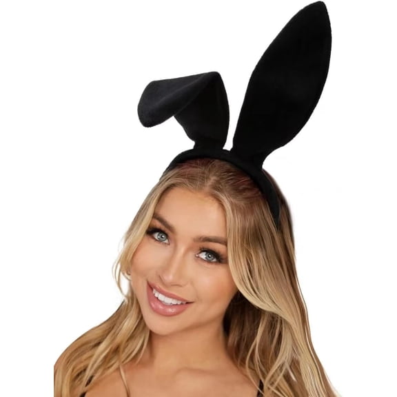 Velvet Bunny Ears Headband for Women and Adults, Rabbit Ear Costume Headwear, Halloween Party Cosplay Hair Accessories