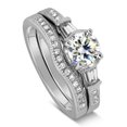 thumbnail image 2 of Antique 1 Carat Round Diamond Wedding Ring Set for Her in White Gold, 2 of 3